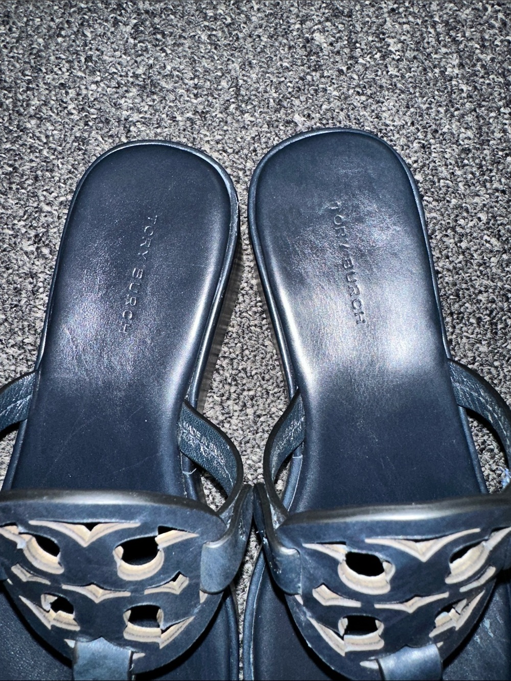 Women’s Tory Burch Navy Blue Platform Sandals Size 5.5 - Picture 2 of 7